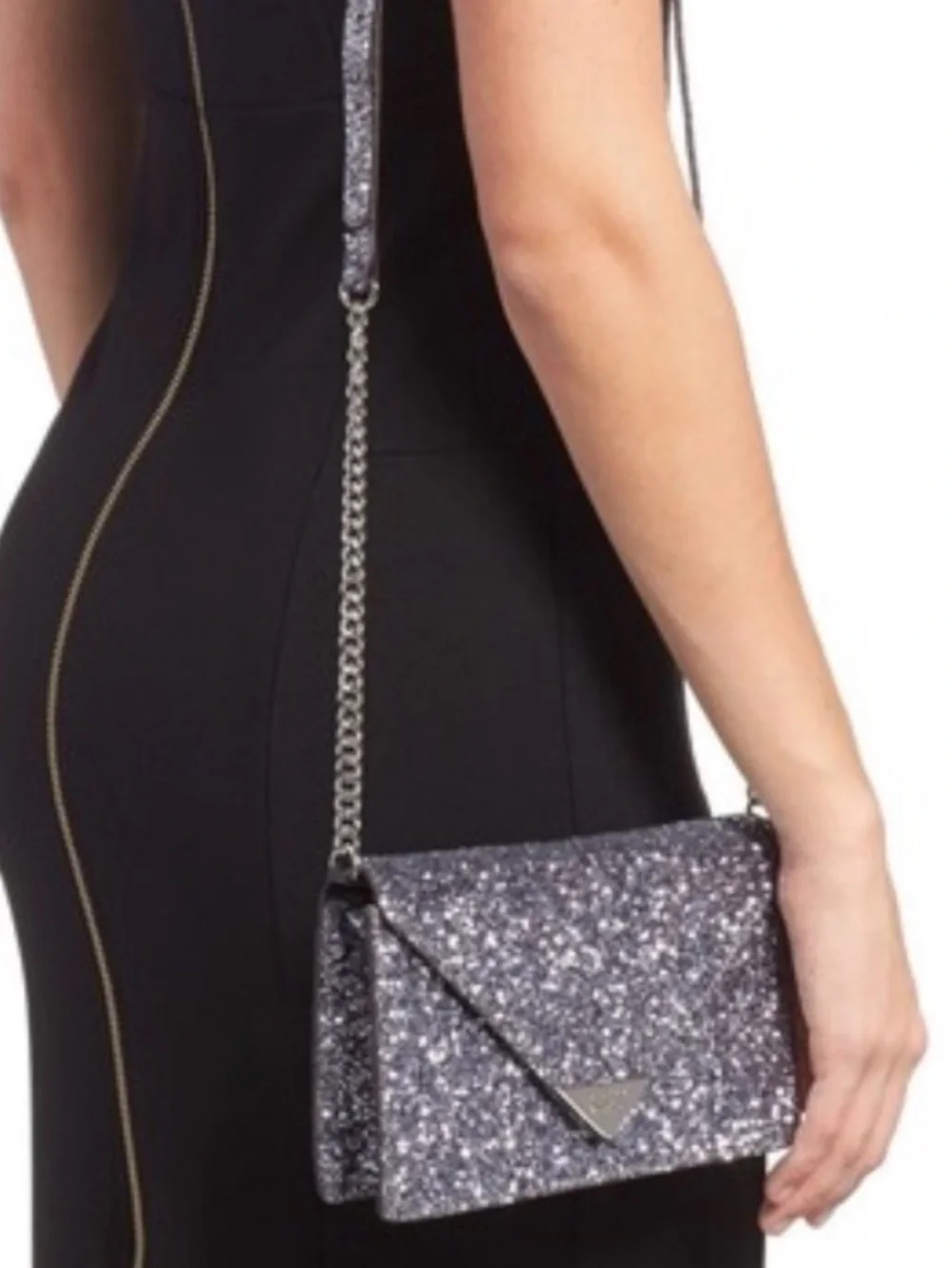 Rebecca Minkoff Leather Fairycore Glitter Leather Crossbody Prom Wedding Clutch